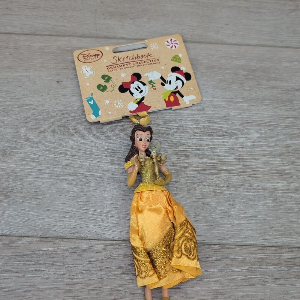 DISNEY 2016 SKETCHBOOK ORNAMENT BELLE LUMIERE PRINCESS BEAUTY & BEAST CHRISTMAS